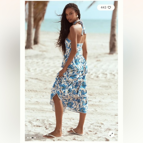 Hunter Bell Berkley Crisscross Halter Tiered Ruffle Midi Dress - Picture 4 of 9